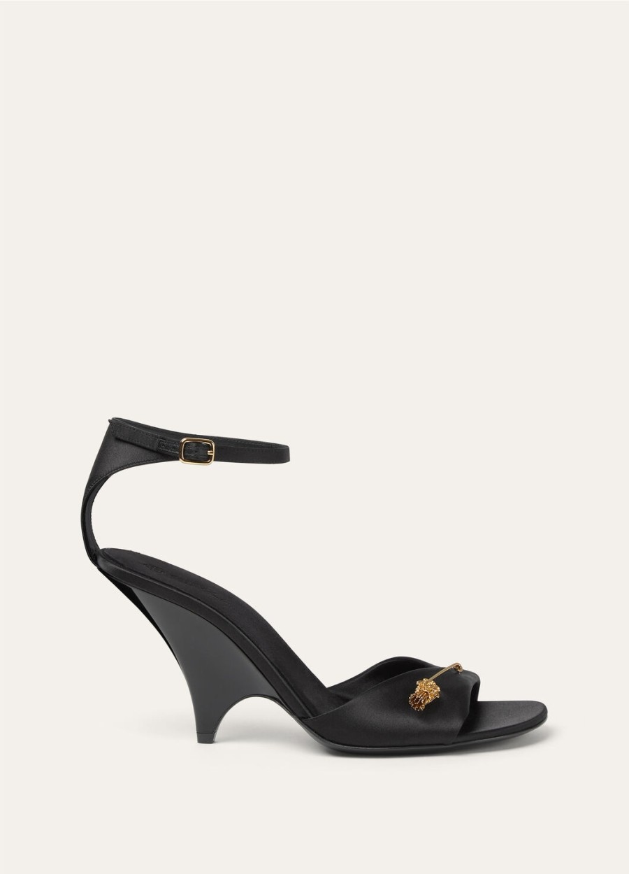 olympia sandalen met hak zijde viscose zwart
