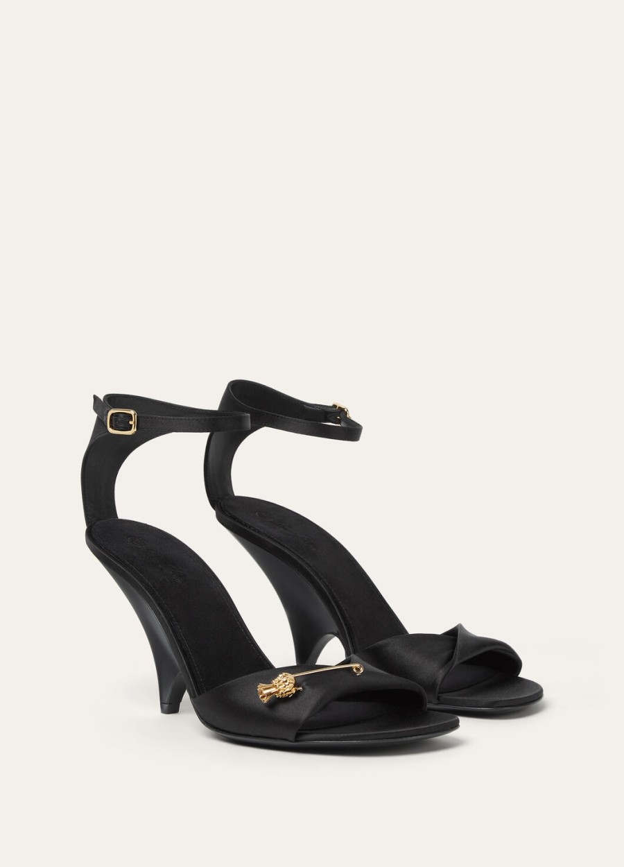 olympia sandalen met hak zijde viscose zwart