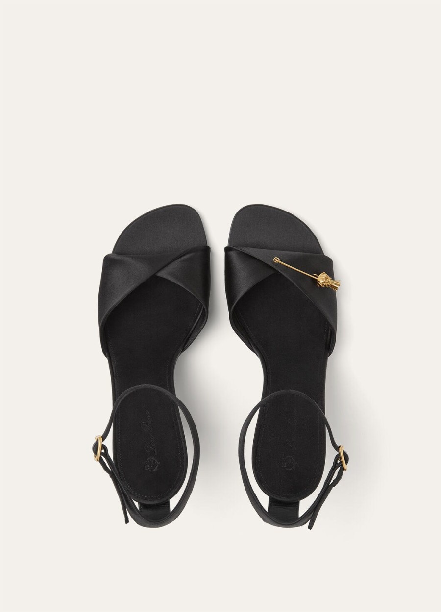 olympia sandalen met hak zijde viscose zwart