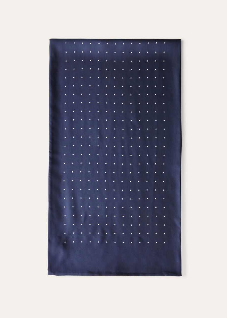 marineblauwewitte zijden sjaal met stippen