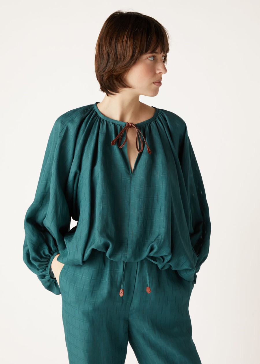 sara-shirt in groene spirulina-zijde