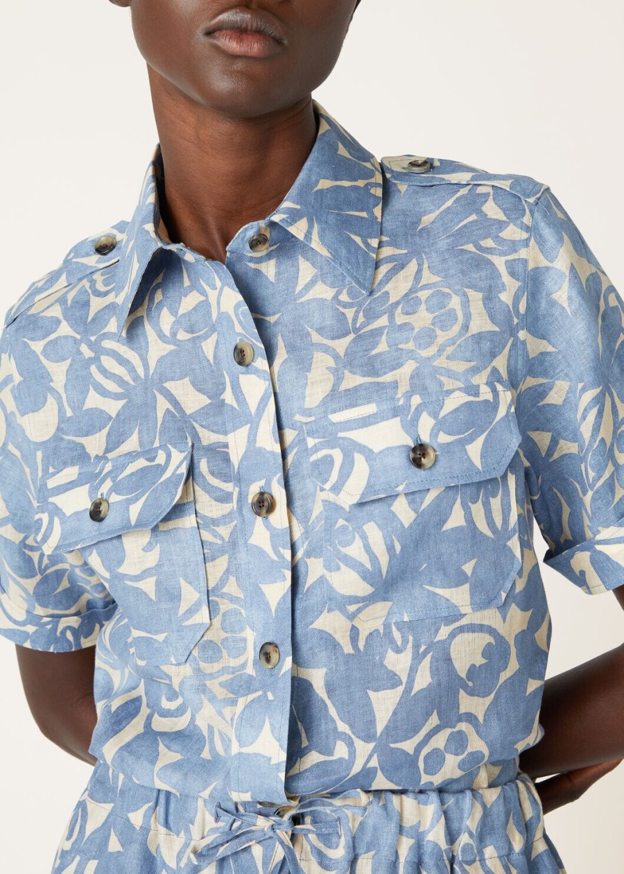 annalisa-shirt in beau bluecreamed honey