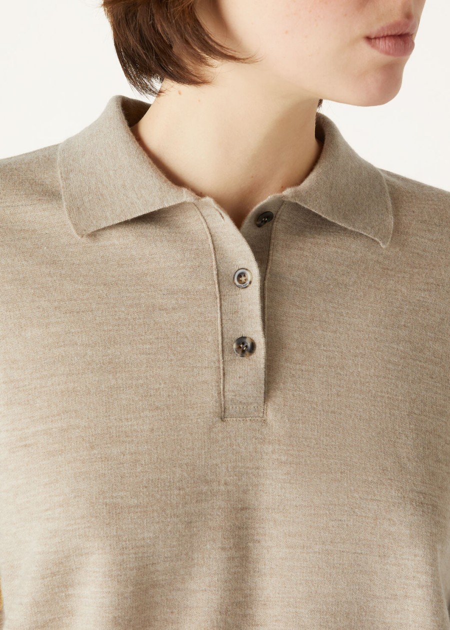 coconing cashmere polo sweatshirt demy brown nat