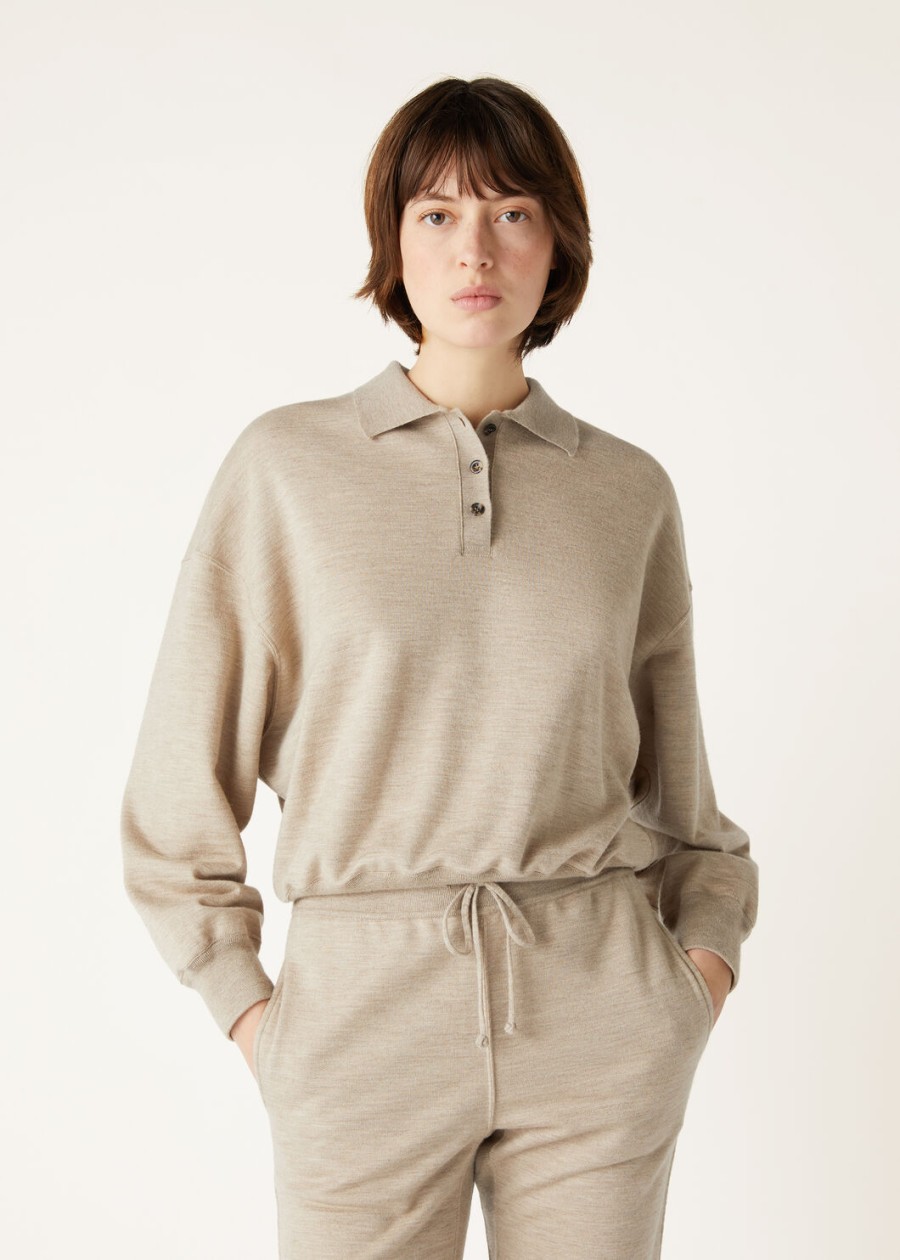 coconing cashmere polo sweatshirt demy brown nat