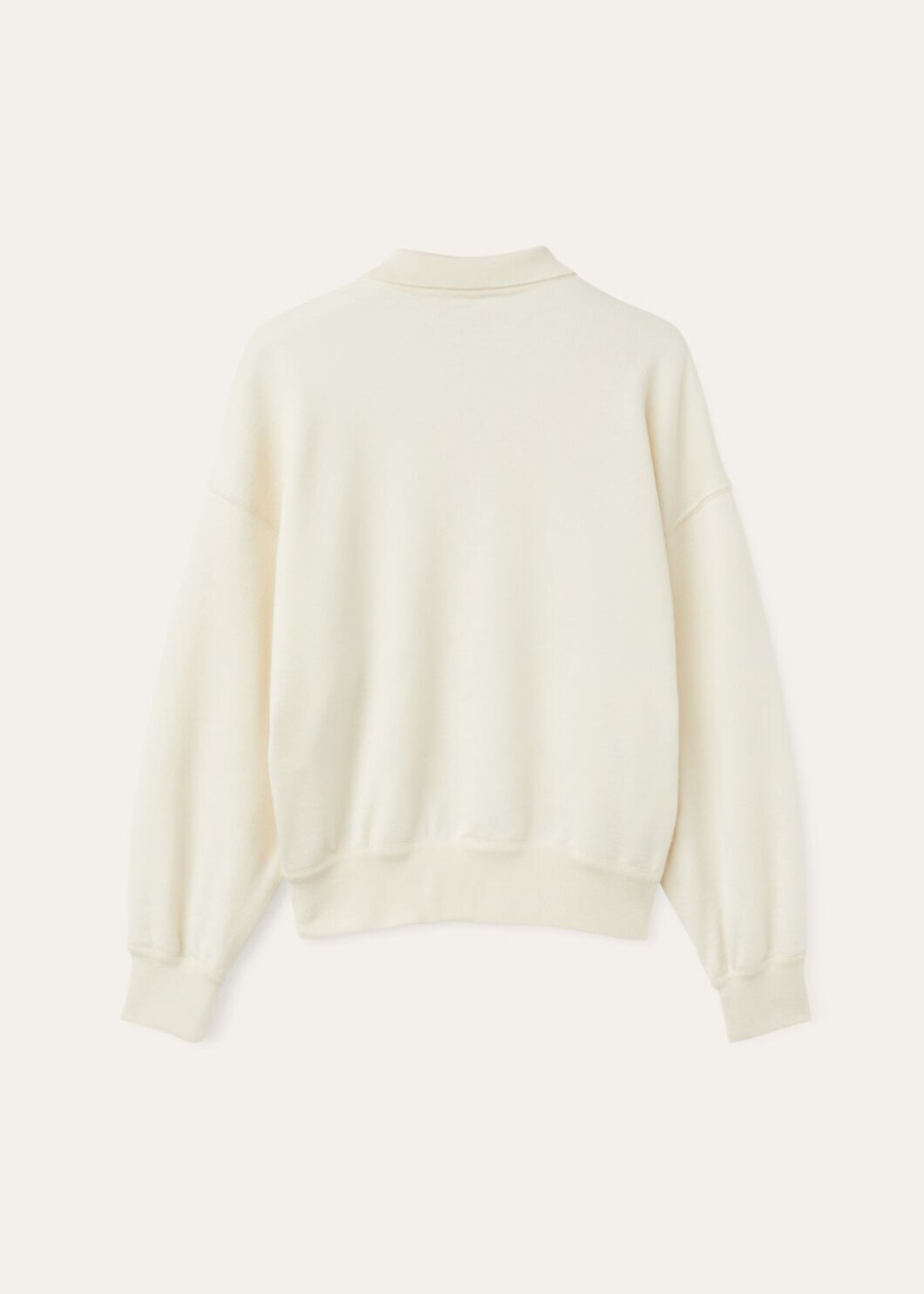 cocooning kasjmier polosweatshirt vanille ivoor