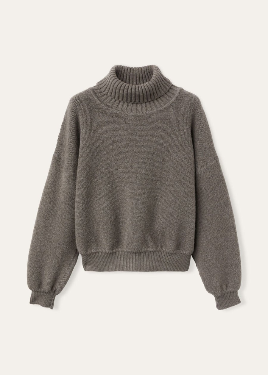 cocooning sweatshirt met hoge hals van kasjmier scheerwol in peer-melange.