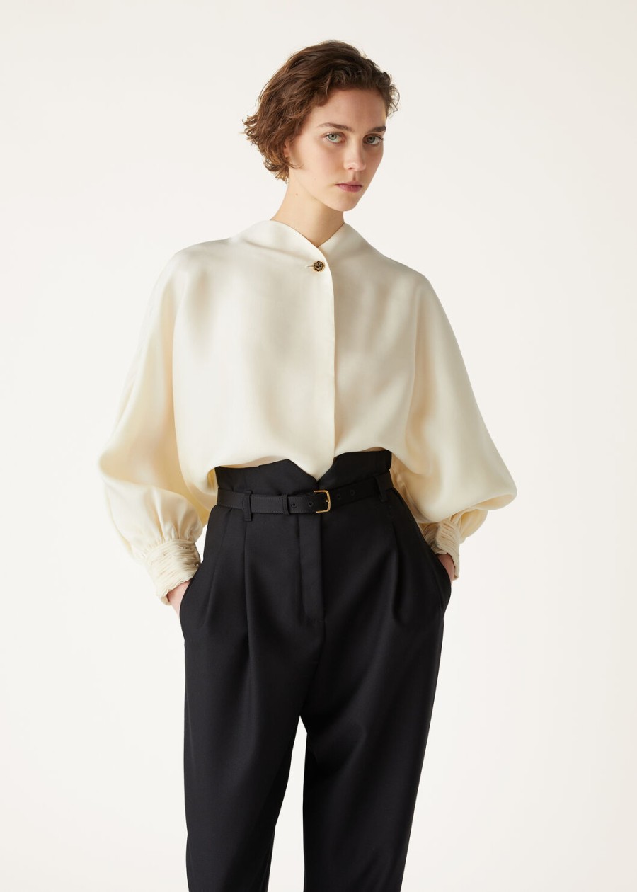 jody zijden blouse in de kleur wit met peper
