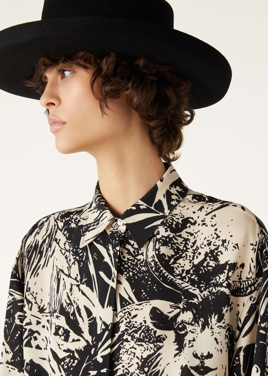 elisabette zijden blouse zwartnougat
