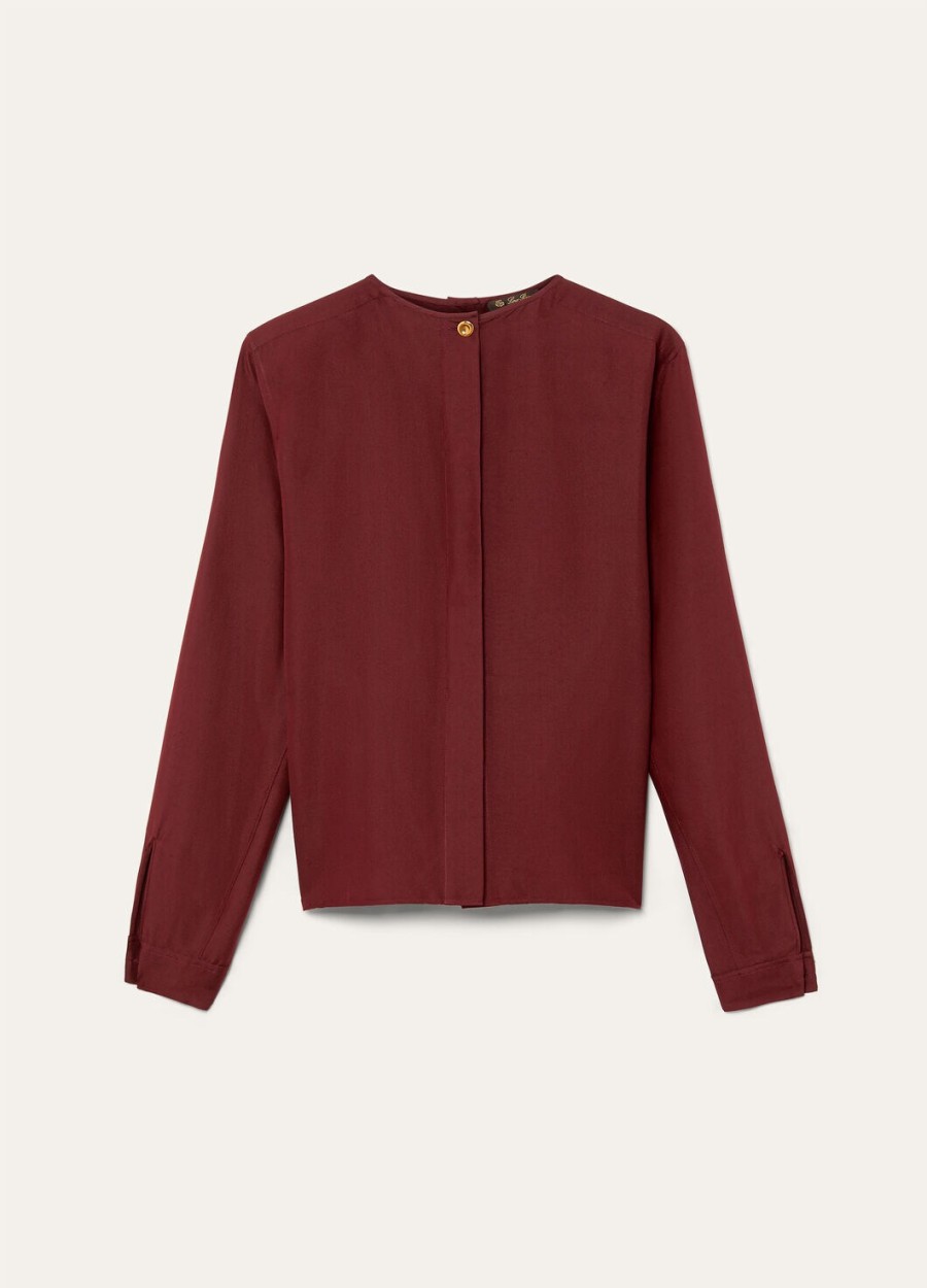 rossana zijden blouse in diep bordeauxrood