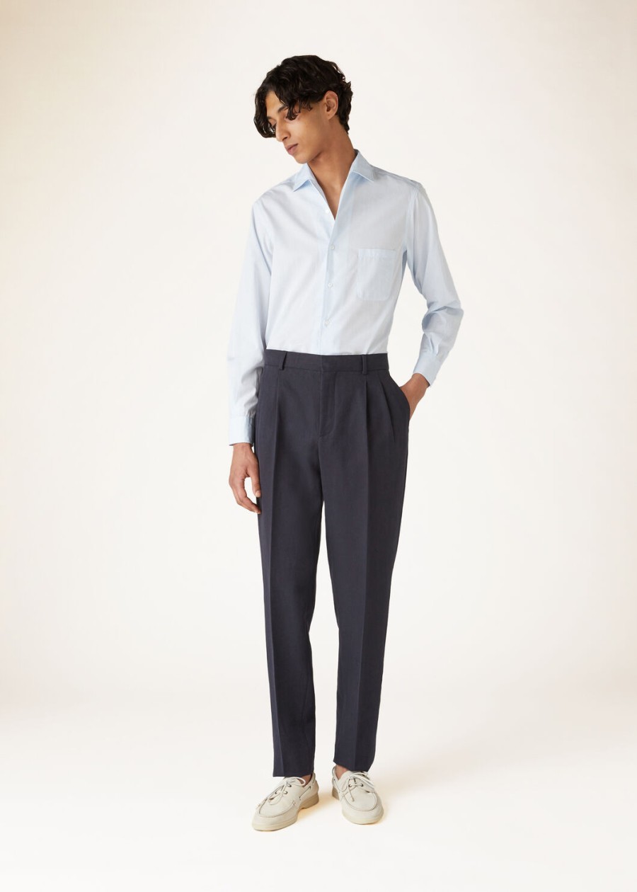 andre katoenen shirt in azuurblauw