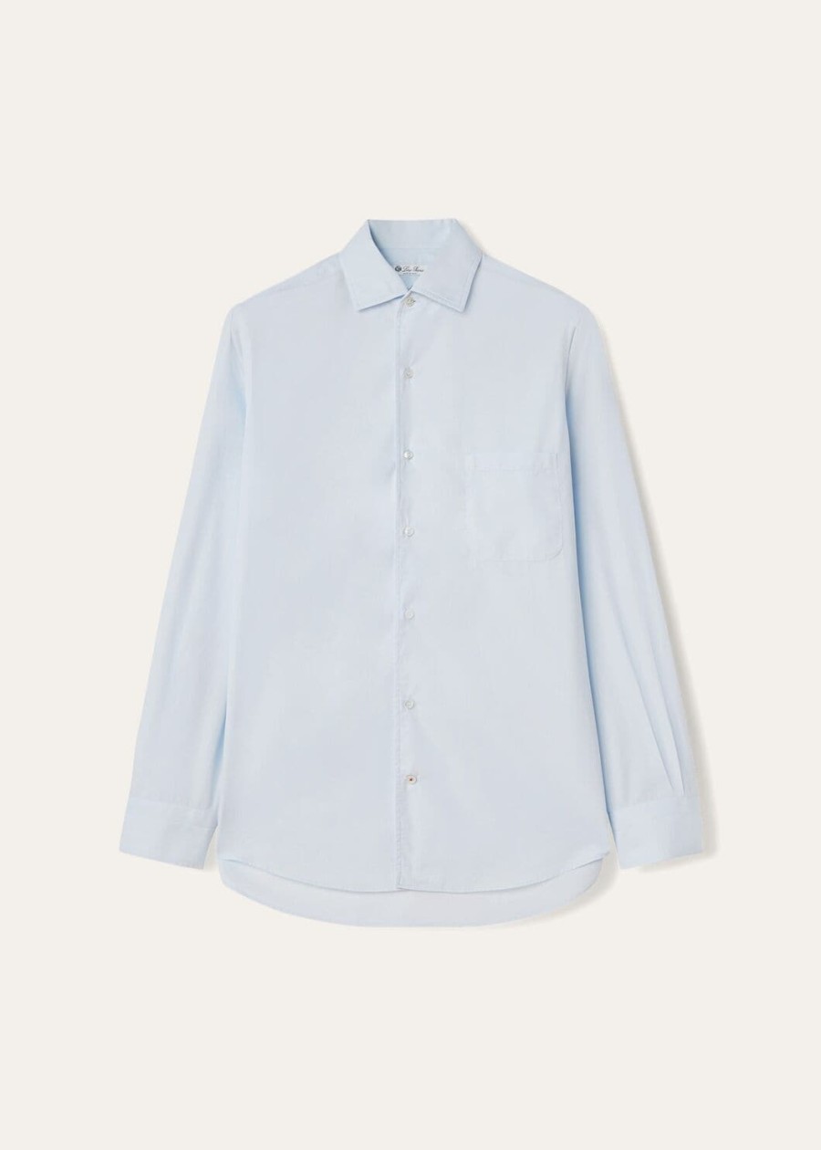 andre katoenen shirt in azuurblauw