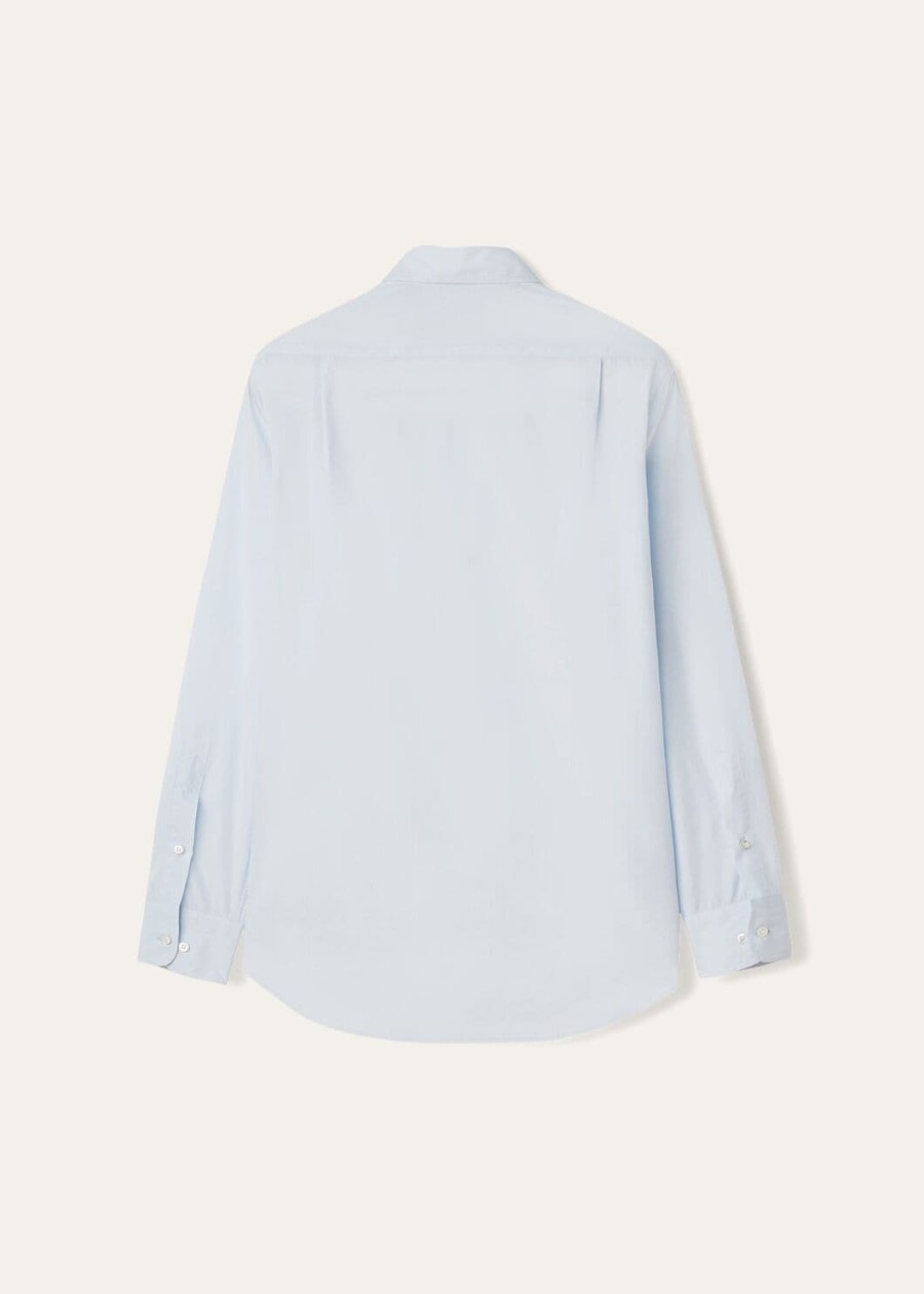 andre katoenen shirt in azuurblauw