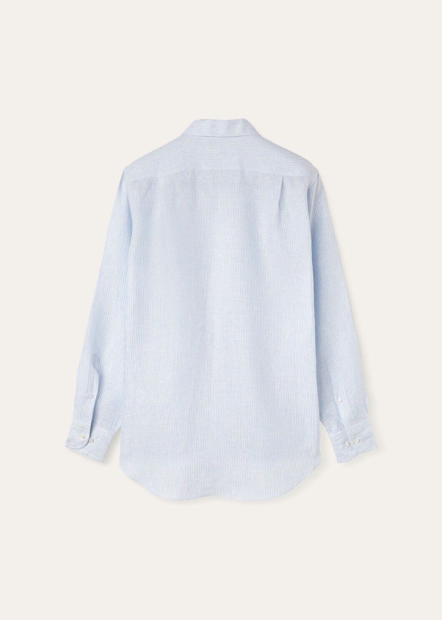 andre-shirt in azuurblauwe microstrepen