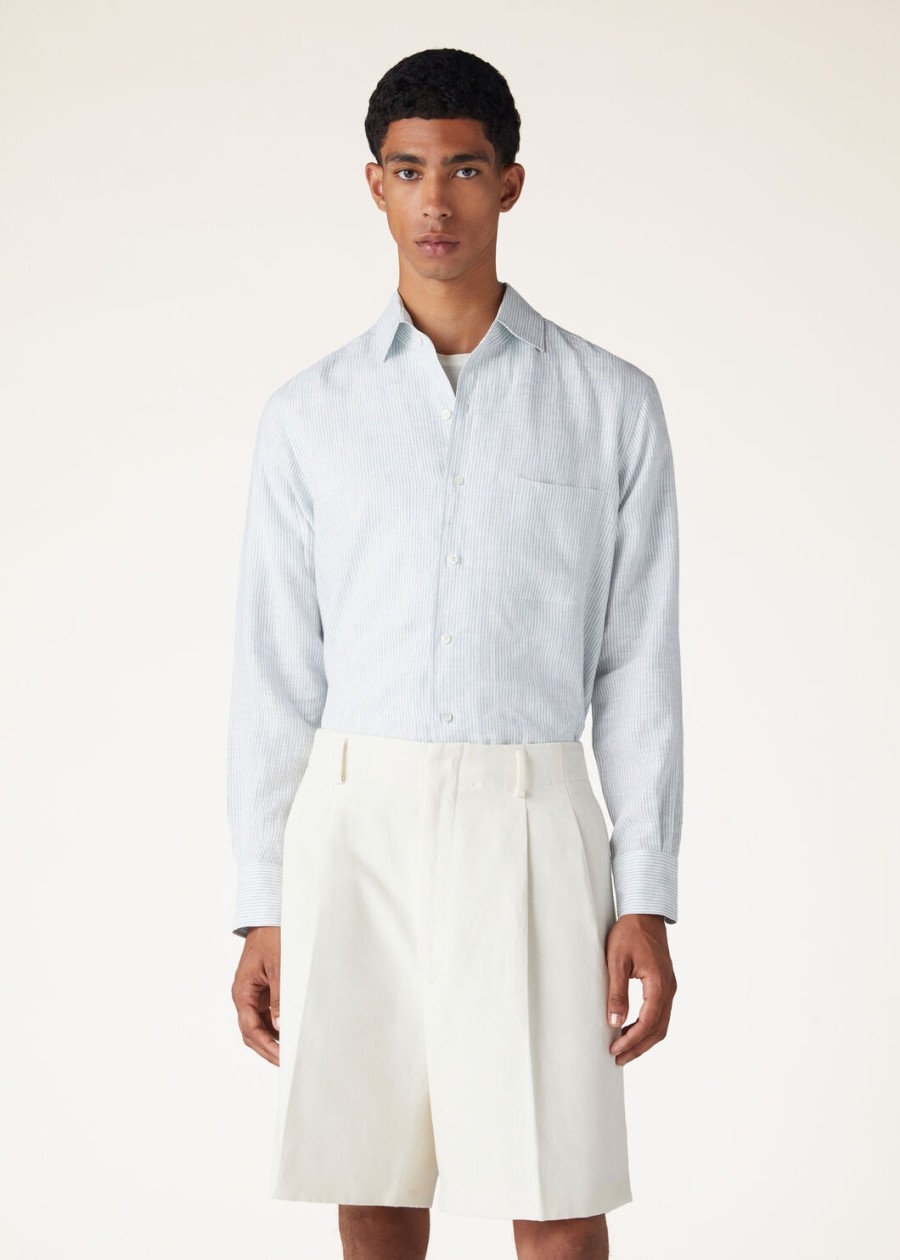 andre-shirt in aqua microstrepen