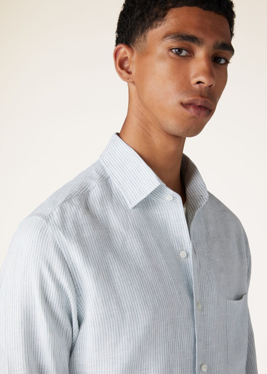 andre-shirt in aqua microstrepen