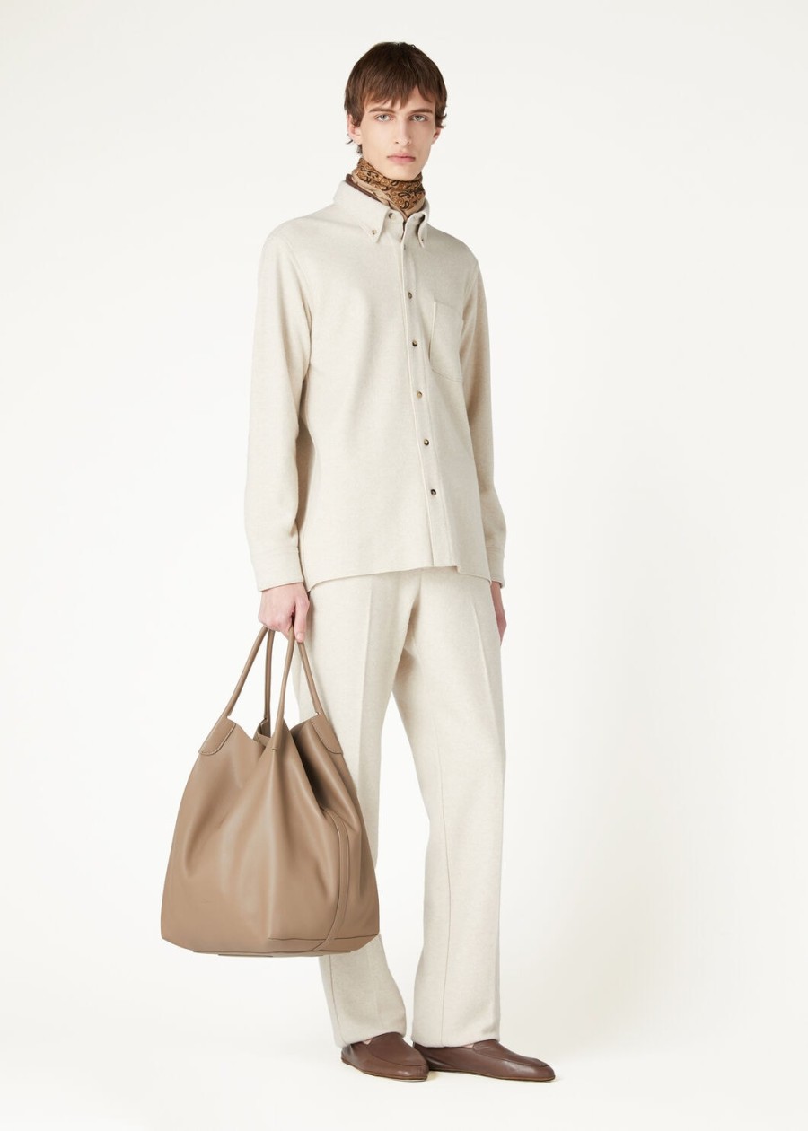 breia cashmere wish wollen shirt in crèmekleurig zand