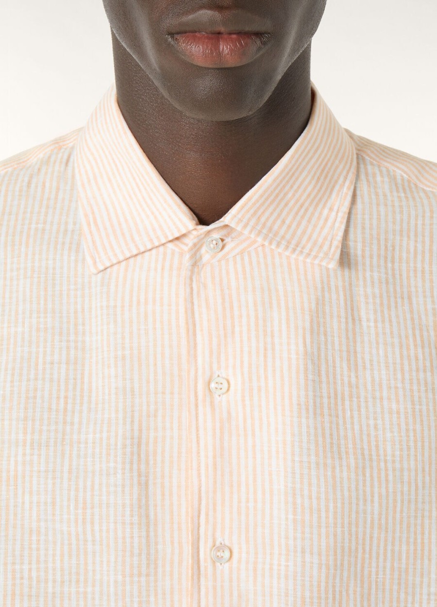 raffaele overhemd in dun pastel oranje