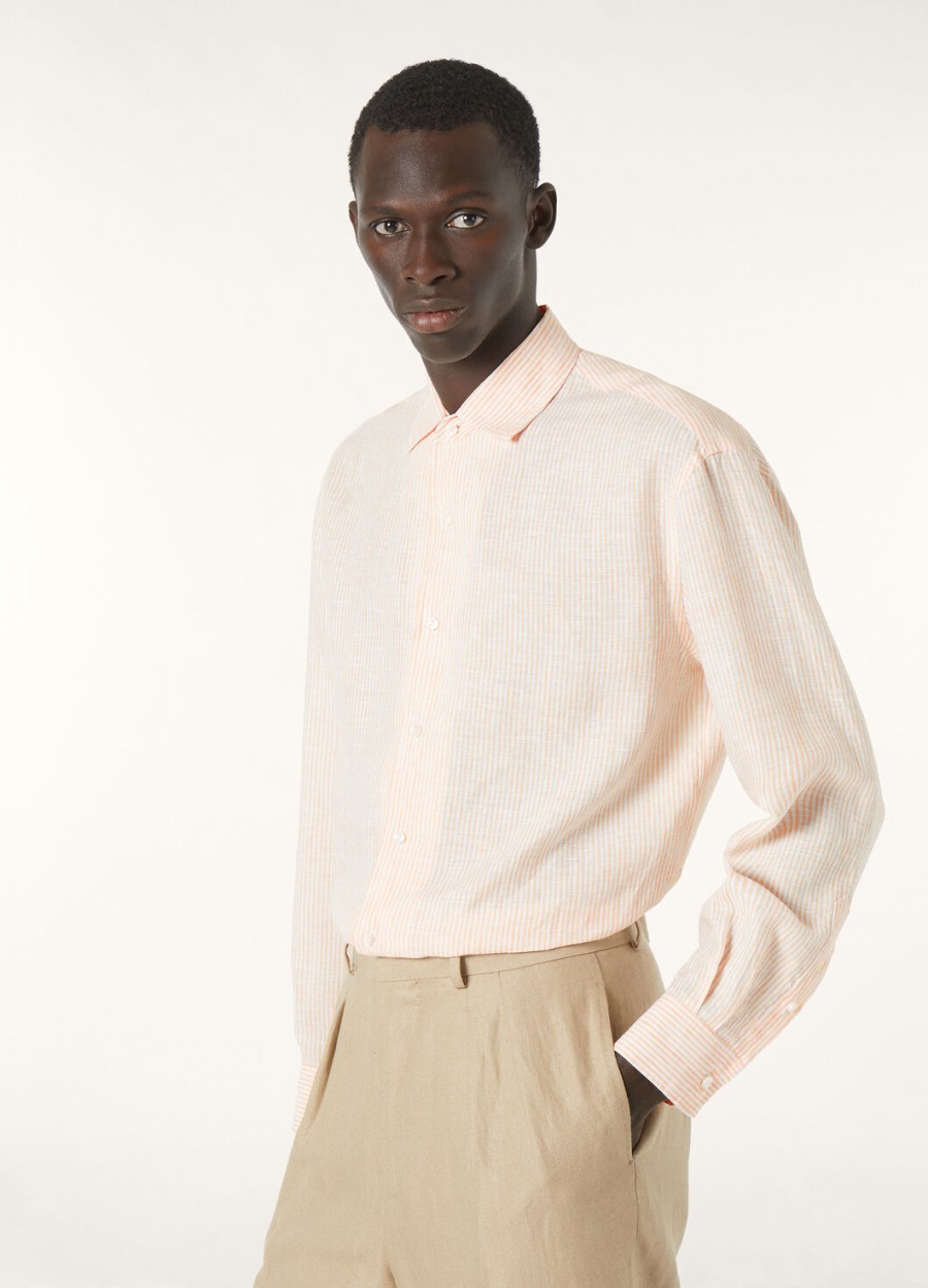 raffaele overhemd in dun pastel oranje