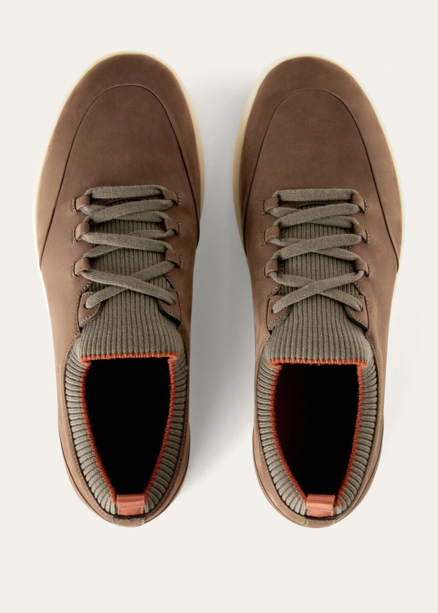 soho walk sneakers in warmgrijs kalfsleer