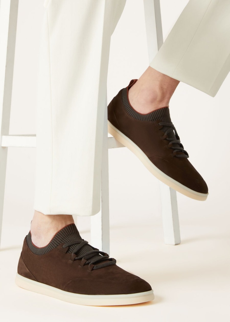 soho walk kalfsleren sneakers chocolade