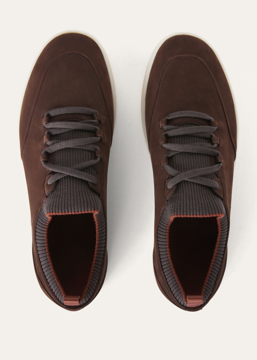 soho walk kalfsleren sneakers chocolade