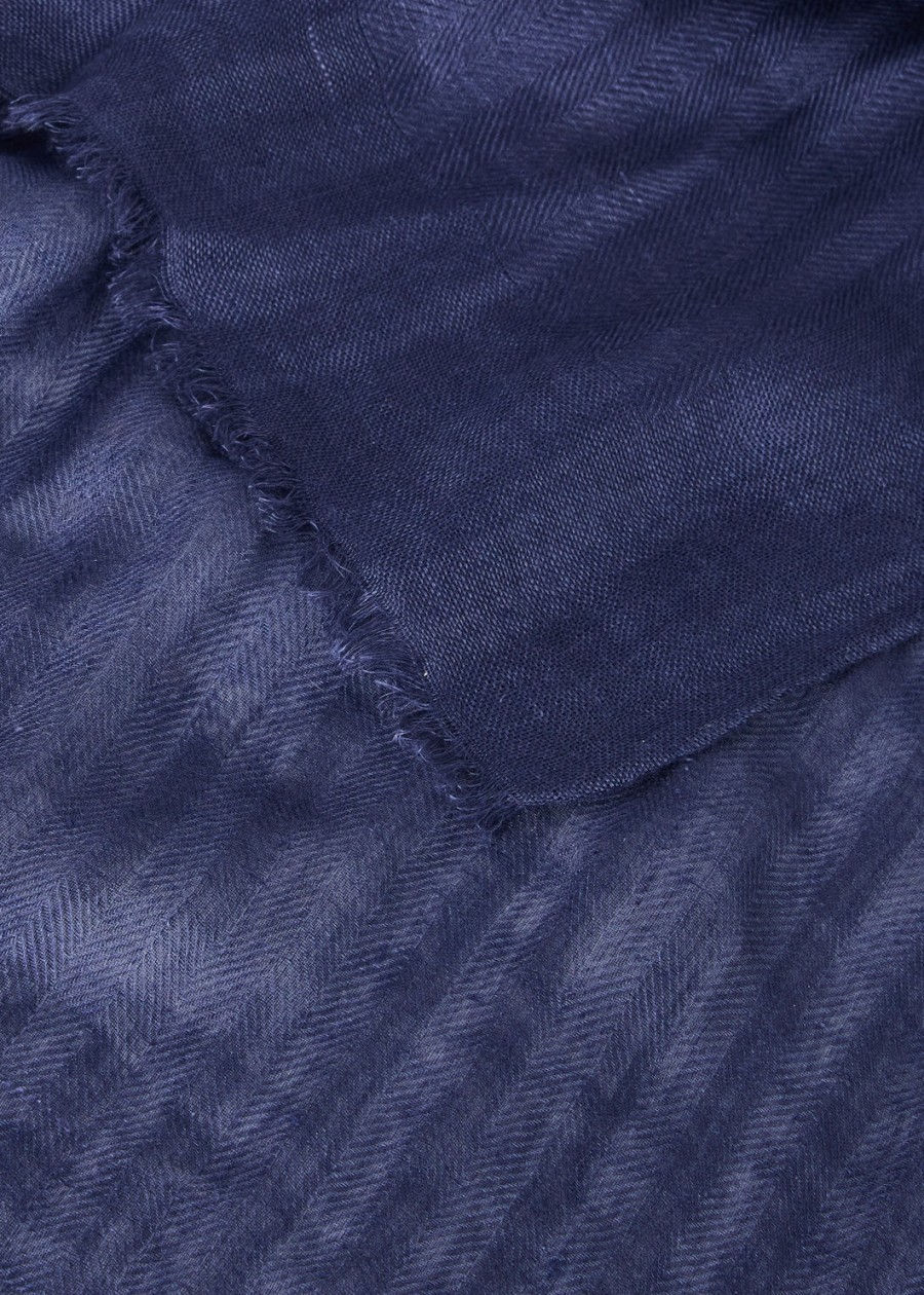 crest stole in silk deep pacific