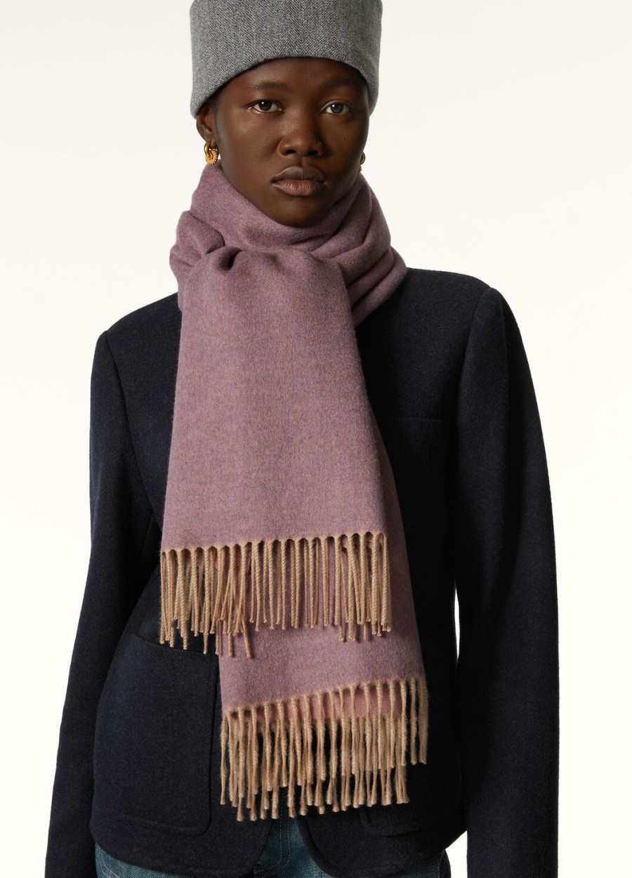 tweekleurige kasjmierwarmer rose melangedark plum melange