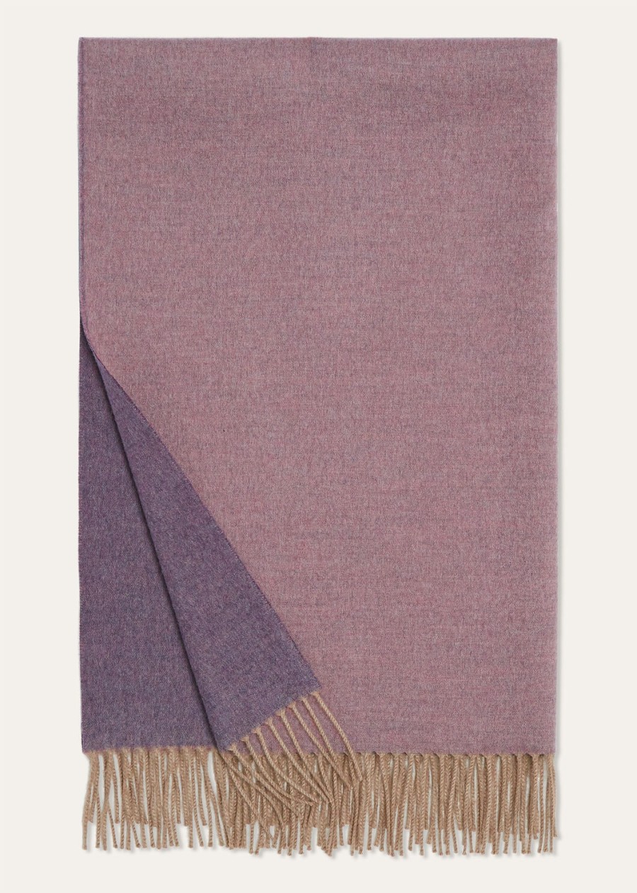 tweekleurige kasjmierwarmer rose melangedark plum melange