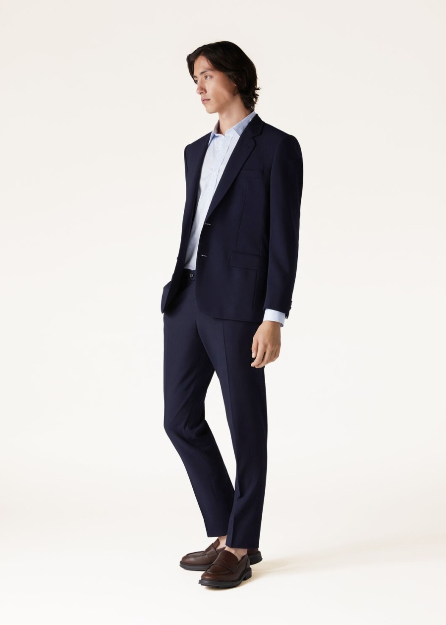 internationaal pak van zuivere scheerwol marineblauw