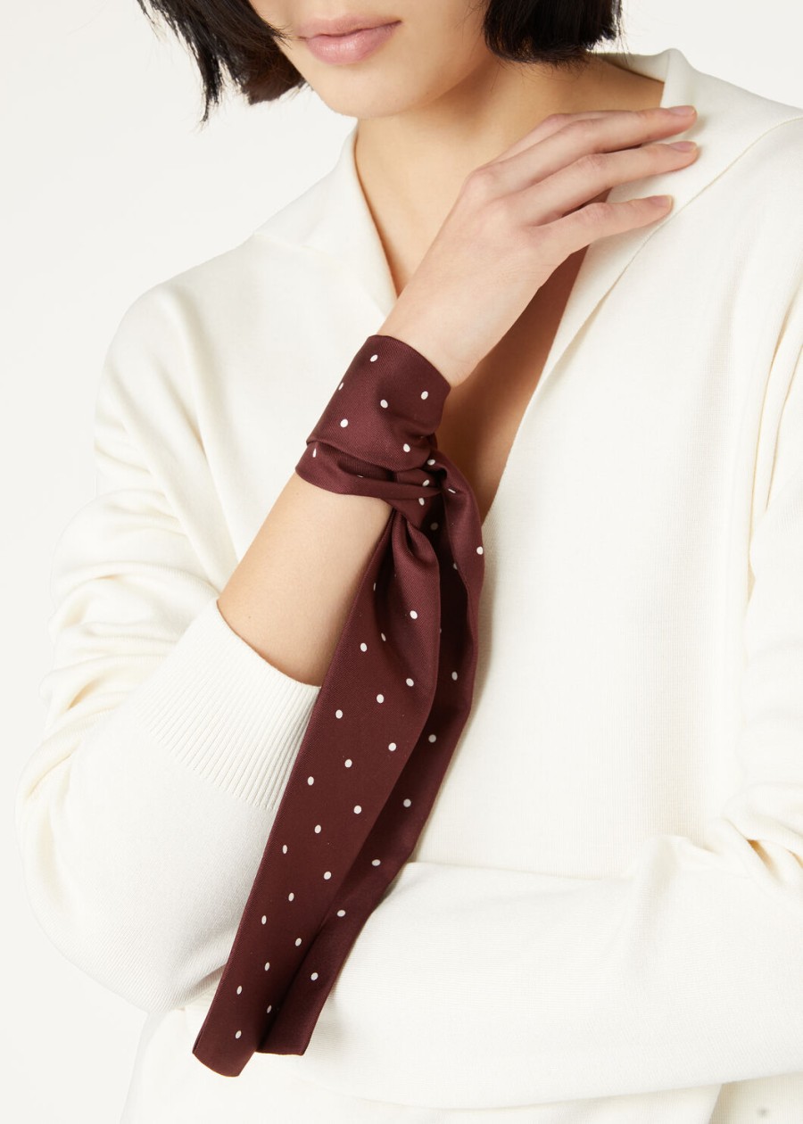 stropdasband pois silk diep bordeauxwit