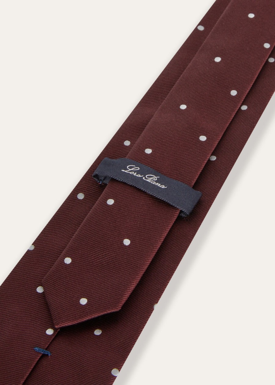mijn spots stropdas van zijde met marsala wijnrodewitte stippen