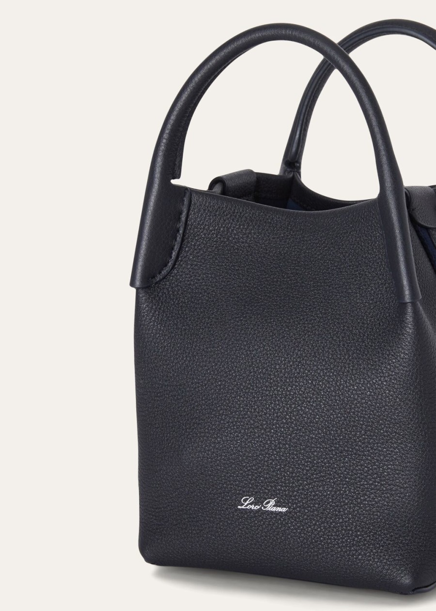 micro bale bag van generfd kalfsleer marineblauw