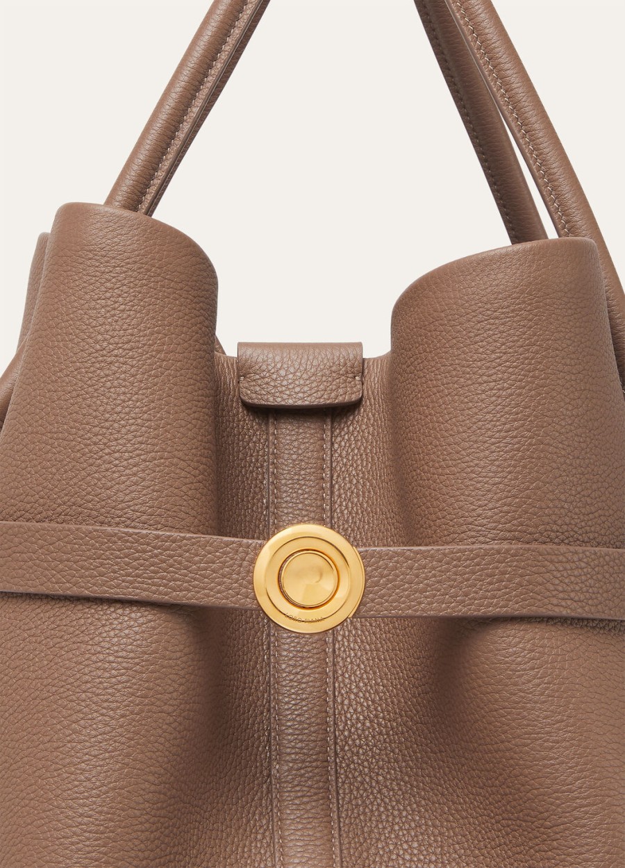 grote shopper ring van kalfsleer fossilsun gold