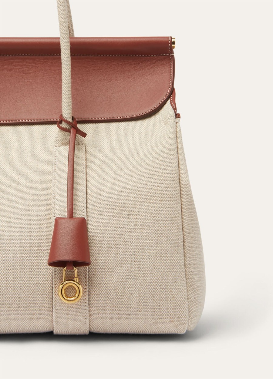 loom bag l37 katoen linnen naturelkaramel suikerzon goud