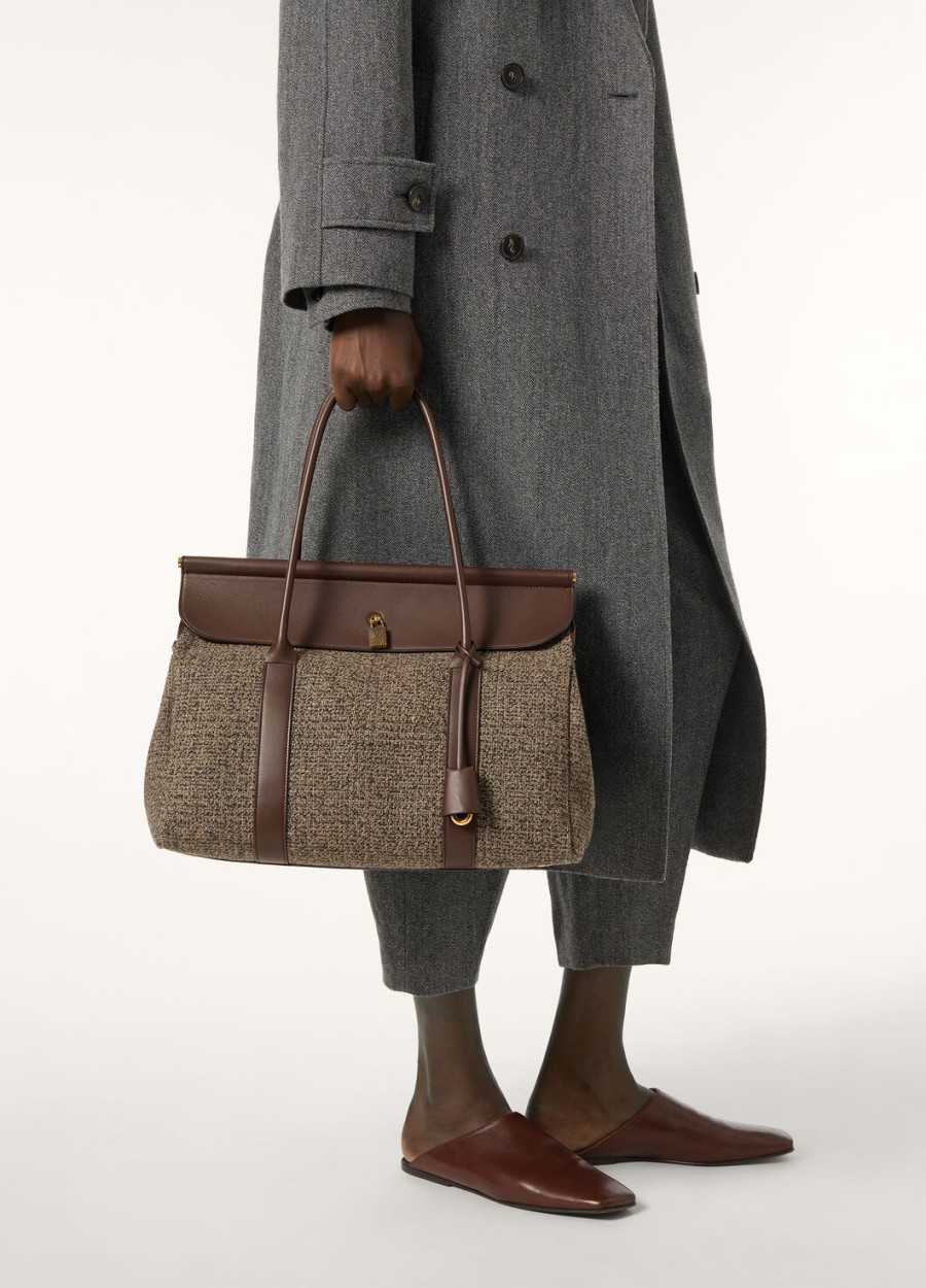 loom bag l37 zijde wol kasjmier warm bruindonker chocoladezoethoutzonne goud