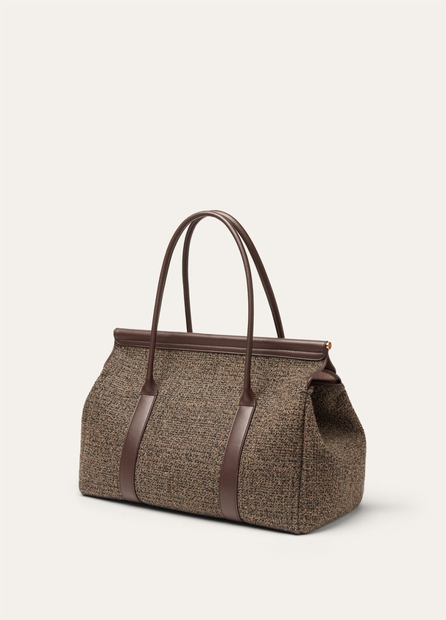 loom bag l37 zijde wol kasjmier warm bruindonker chocoladezoethoutzonne goud