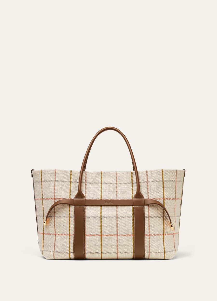 grote boodschappentas in tartan linnengezouten kappertjeszonnegoud