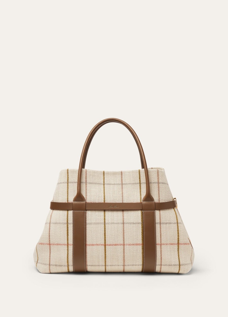 grote boodschappentas in tartan linnengezouten kappertjeszonnegoud