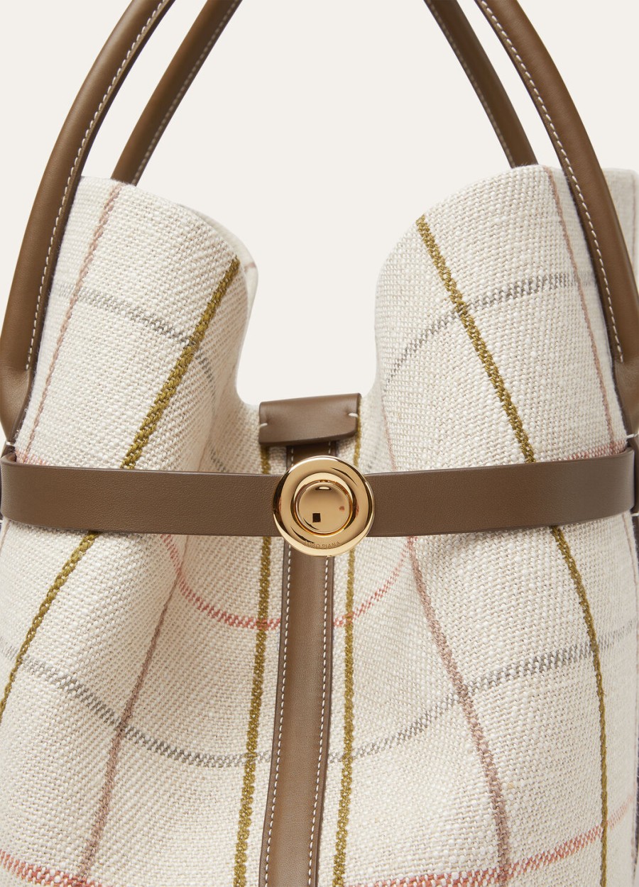 grote boodschappentas in tartan linnengezouten kappertjeszonnegoud