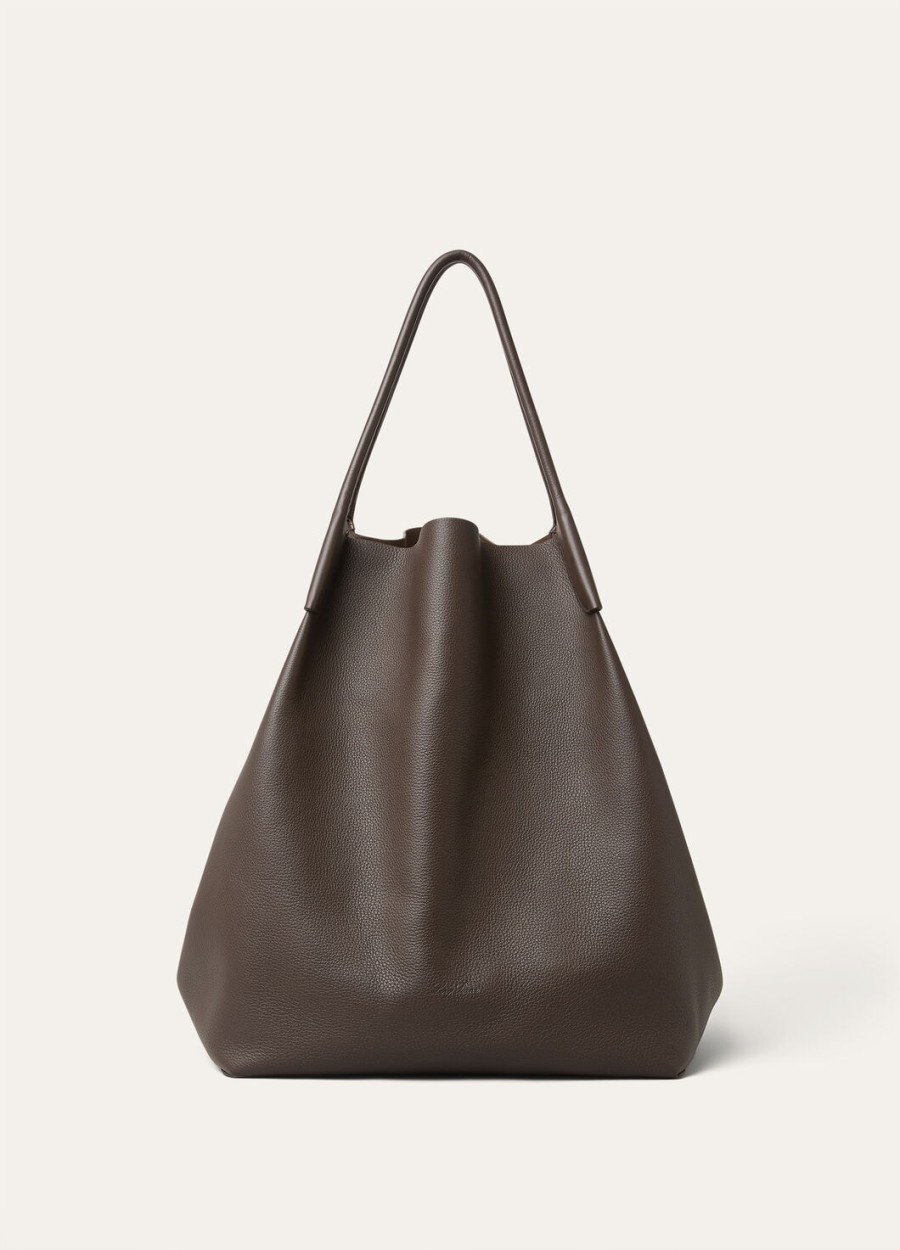 extra grote bale hobo tas van kalfsleer donkerbruinonyxkleurig.