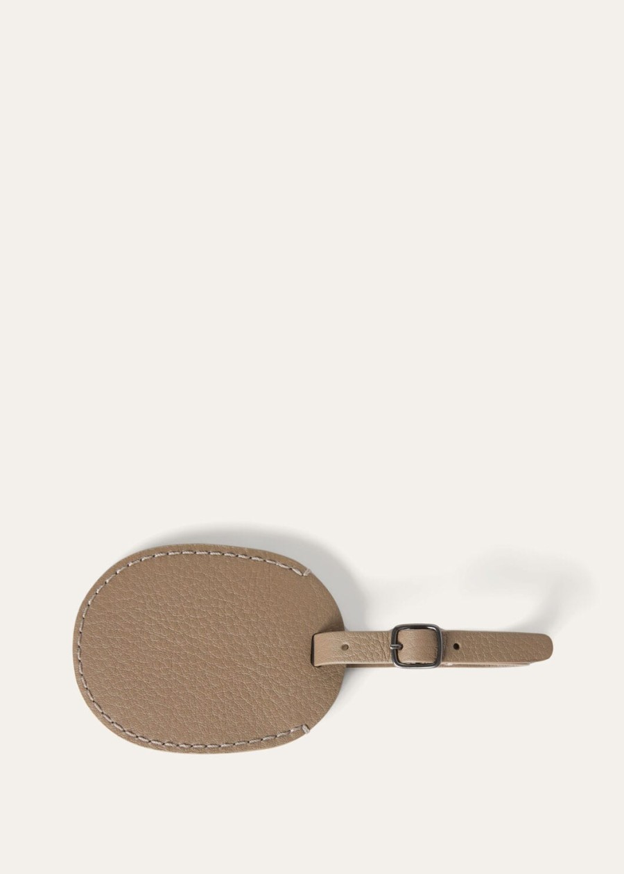 ovaal bagagelabel van kalfsleer warm masticonyx