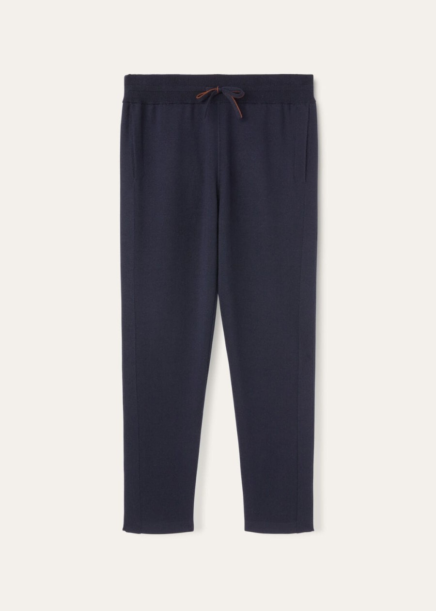 balfour broek zijde kasjmier scheerwol marineblauw
