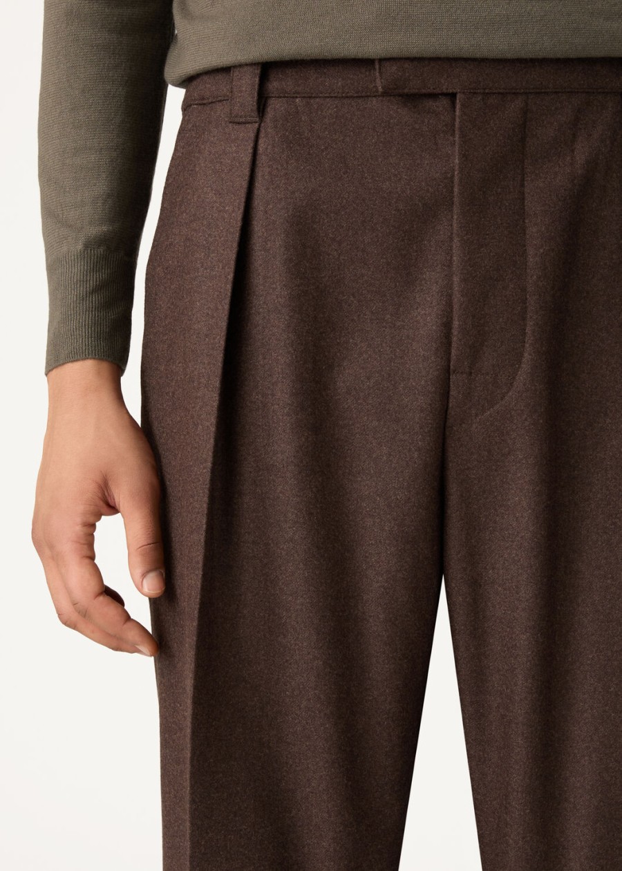 reinga kasjmier broek van scheerwol met cacao truffel melange