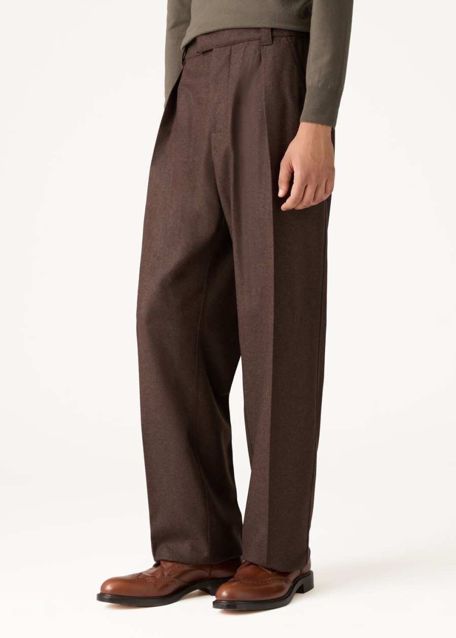 reinga kasjmier broek van scheerwol met cacao truffel melange