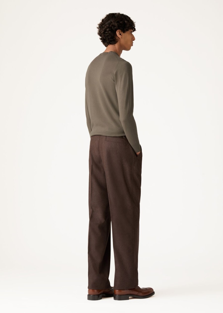 reinga kasjmier broek van scheerwol met cacao truffel melange
