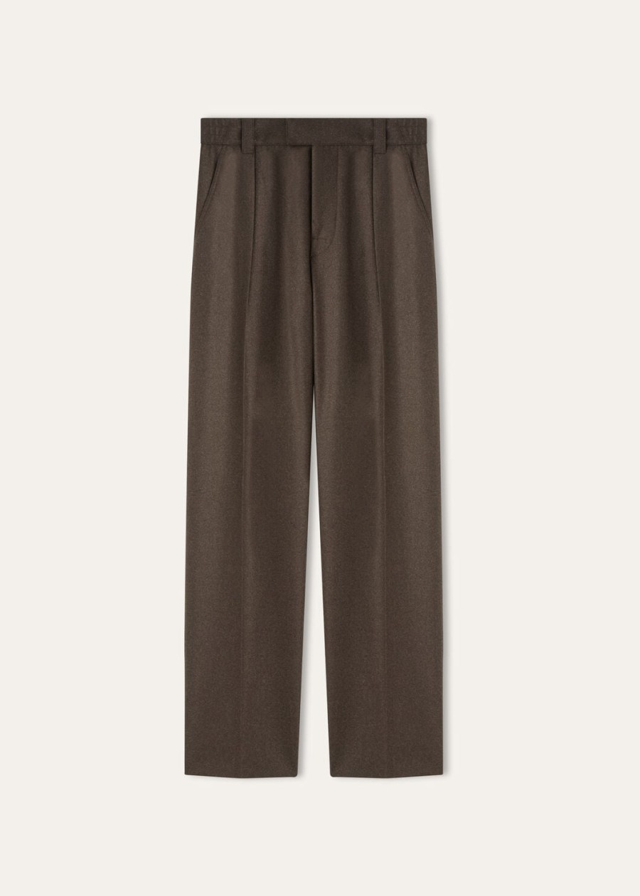 reinga kasjmier broek van scheerwol met cacao truffel melange