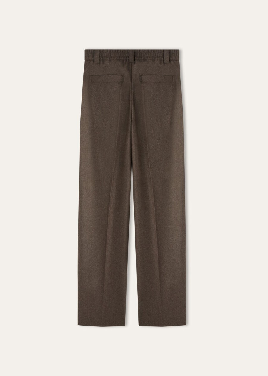 reinga kasjmier broek van scheerwol met cacao truffel melange