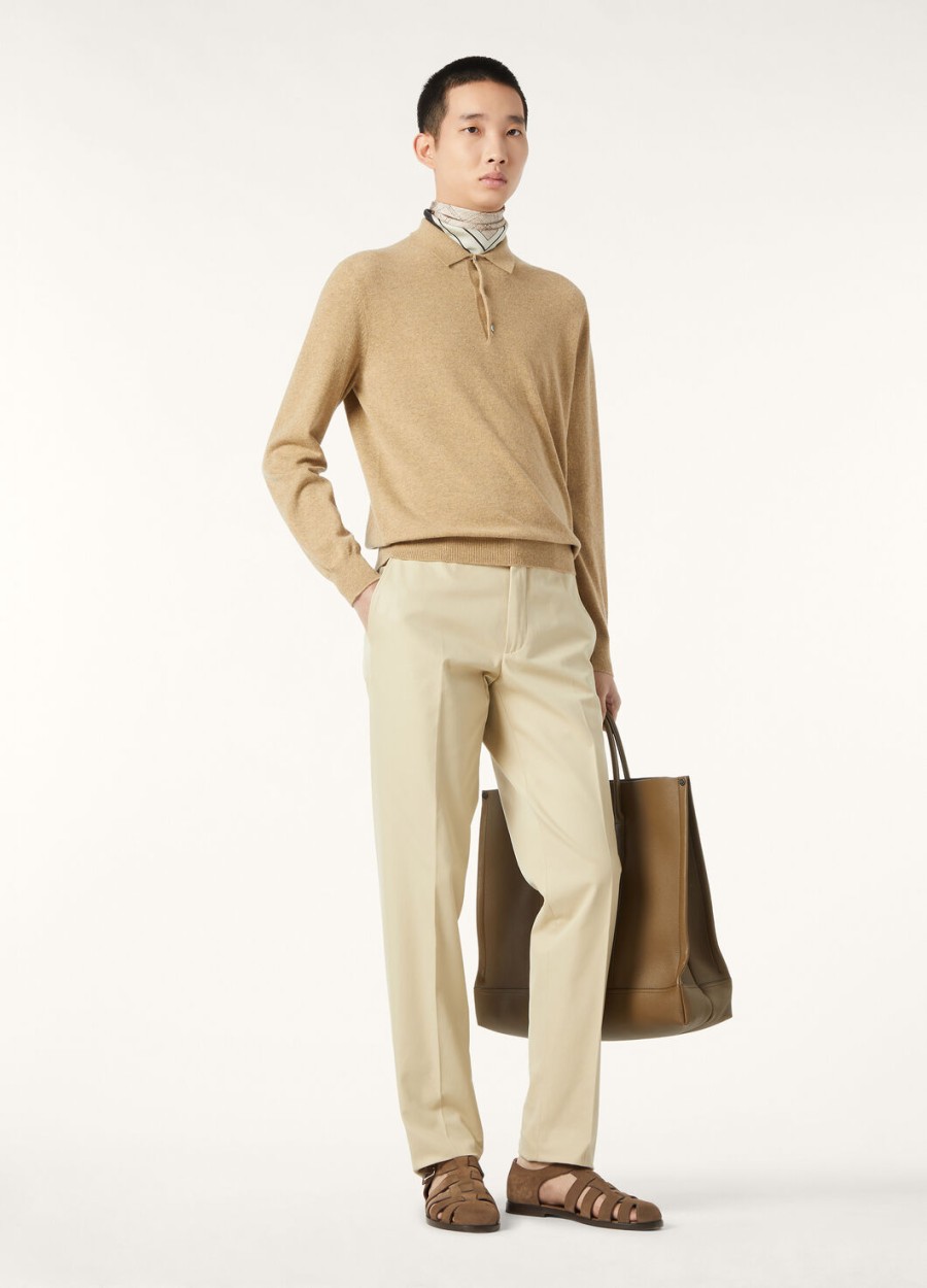 jarno katoenen broek met reliëf beige