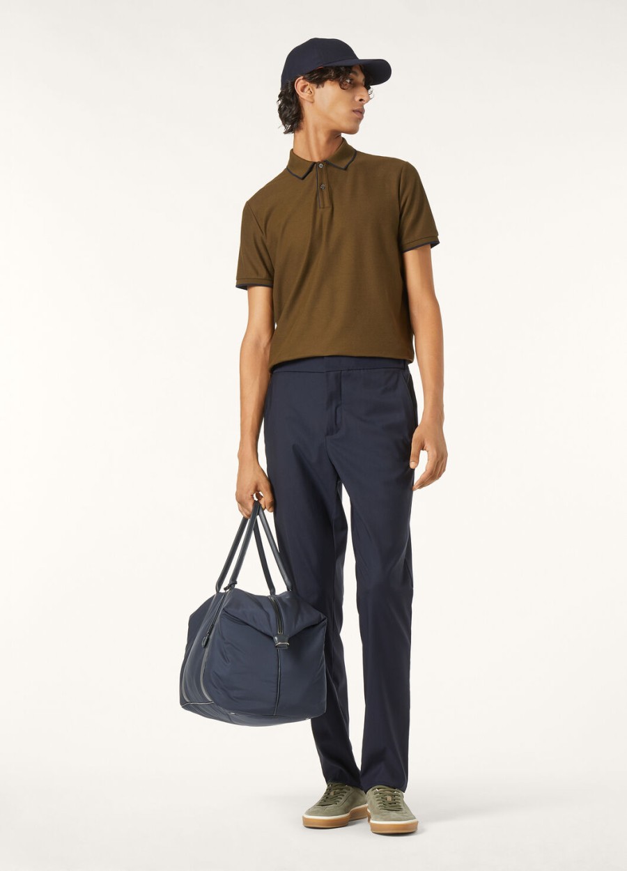 leisure city broek van zijde en scheerwol in marineblauw